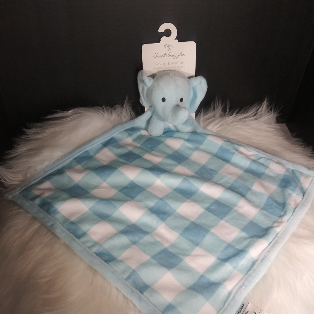 Sweet Snuggles Security Blanket Blue Elephant